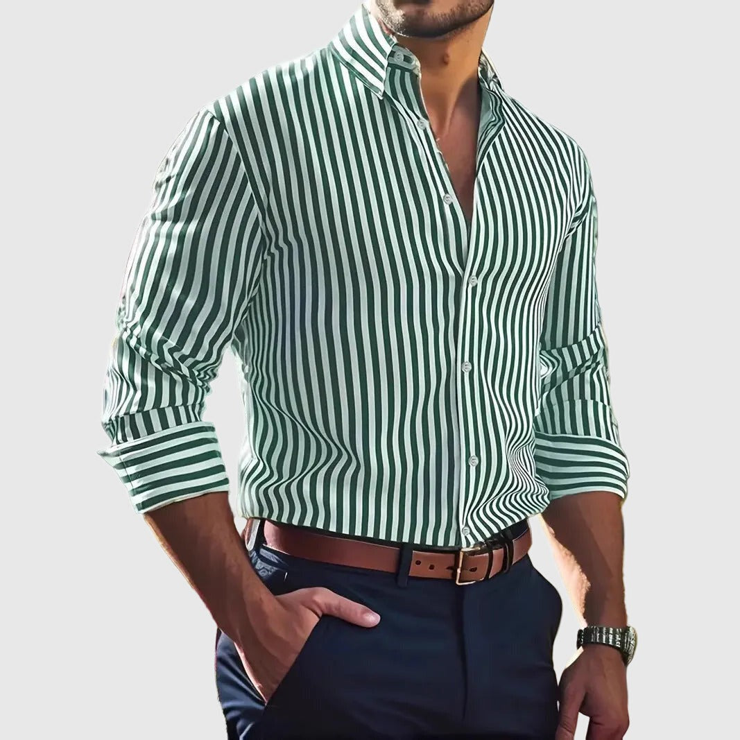 Striped Long Sleeve Shirt - Green
