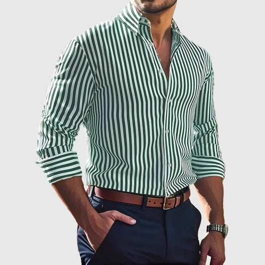Striped Long Sleeve Shirt - Green