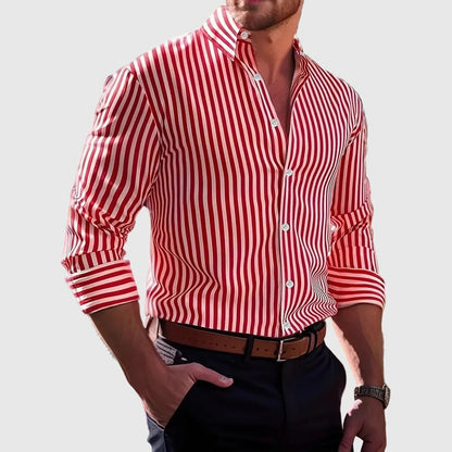 Striped Long Sleeve Shirt - Red