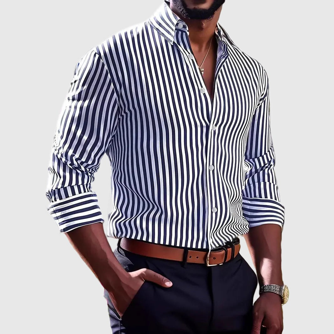 Striped Long Sleeve Shirt - Blue
