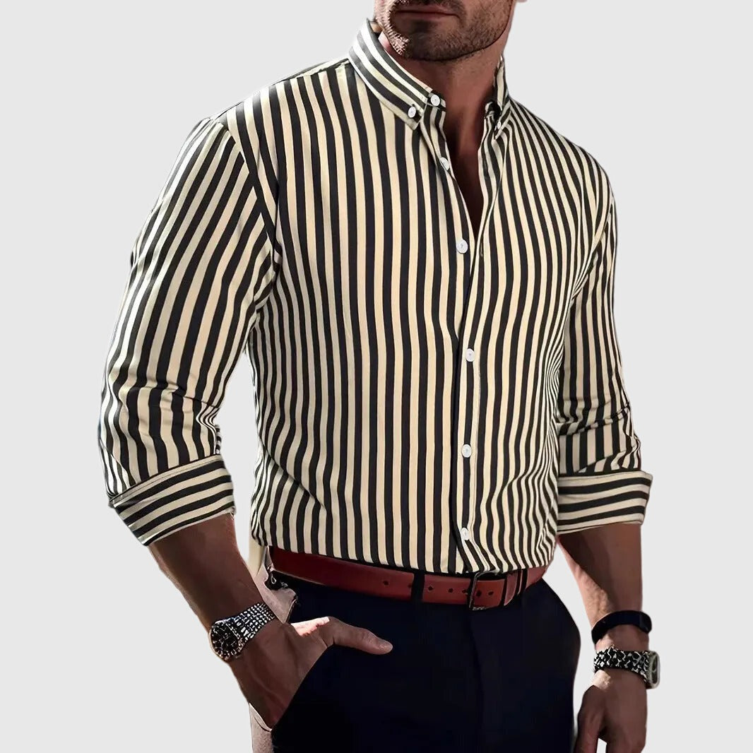 Striped Long Sleeve Shirt - Yellow