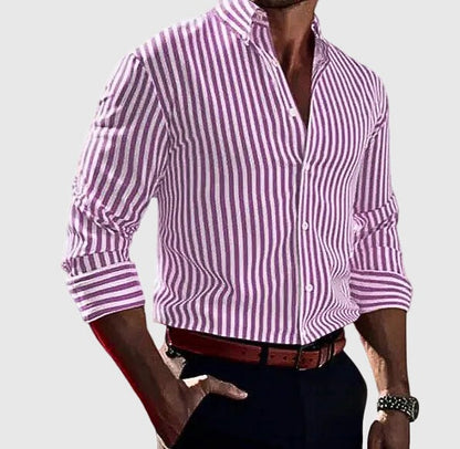 Striped Long Sleeve Shirt - Pink