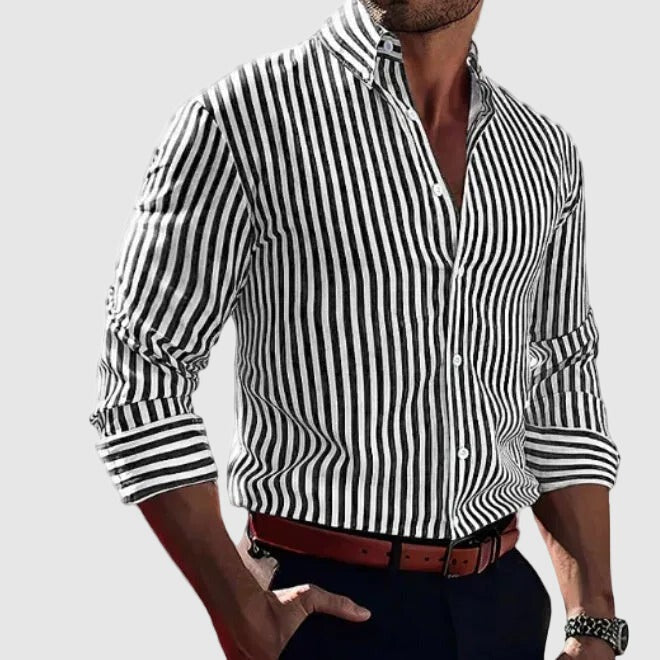 Striped Long Sleeve Shirt - Black