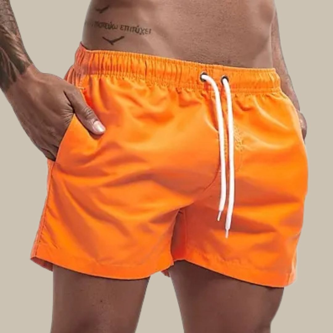 Solid Beach Swim Trunks - Orange