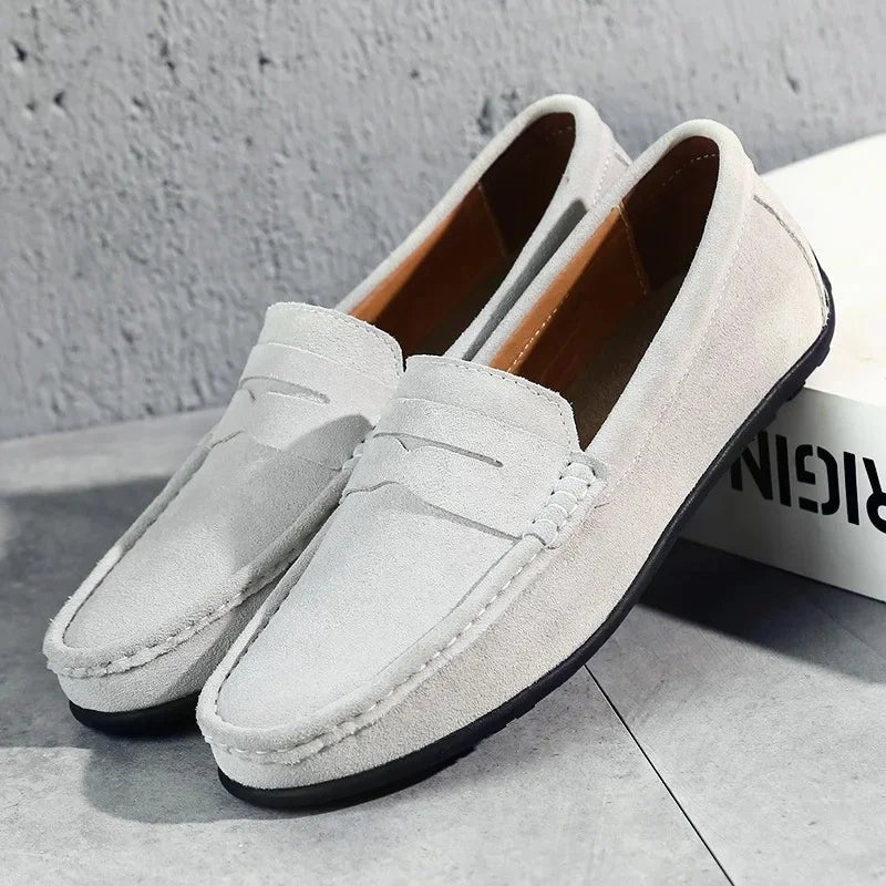 Men's Suede Penny Loafers - White