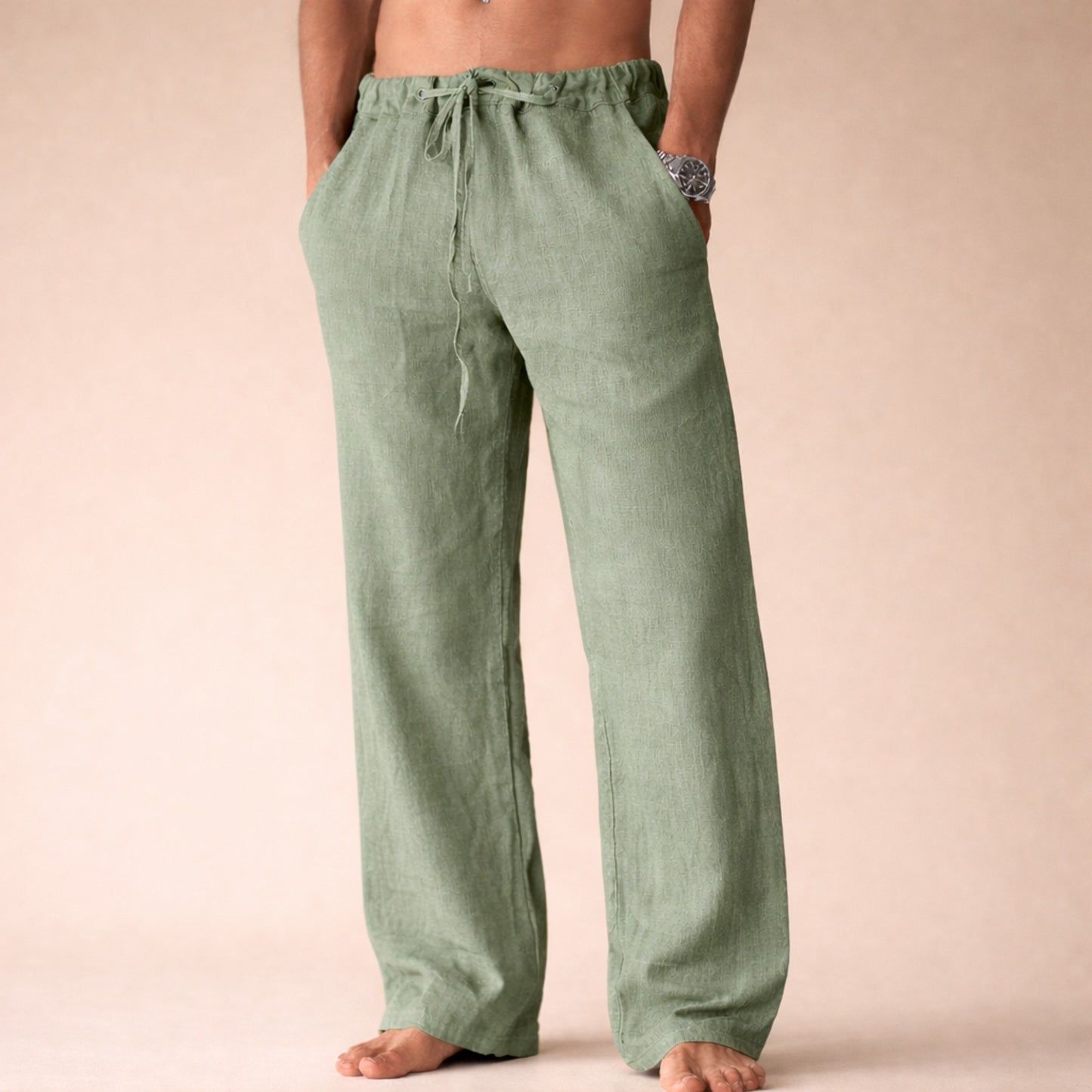 Relaxed Wide Leg Pants - Green
