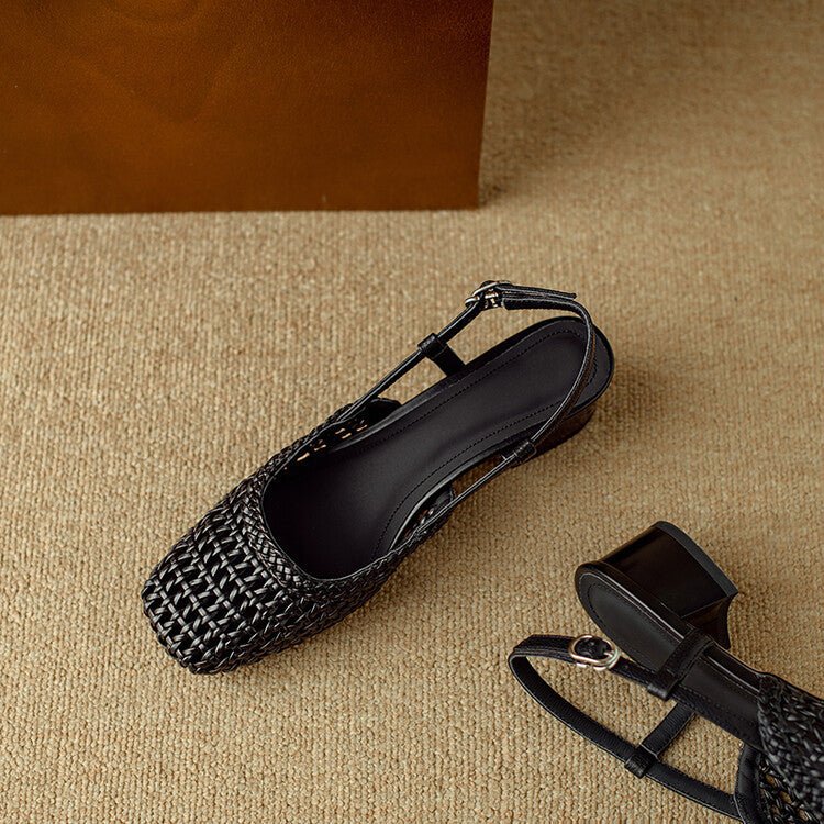 Women's Faux Leather Slingback Sandals - Black