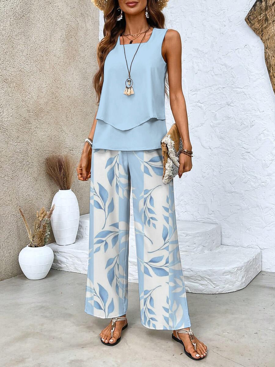 Women's Floral Wide-Leg Set - Blue