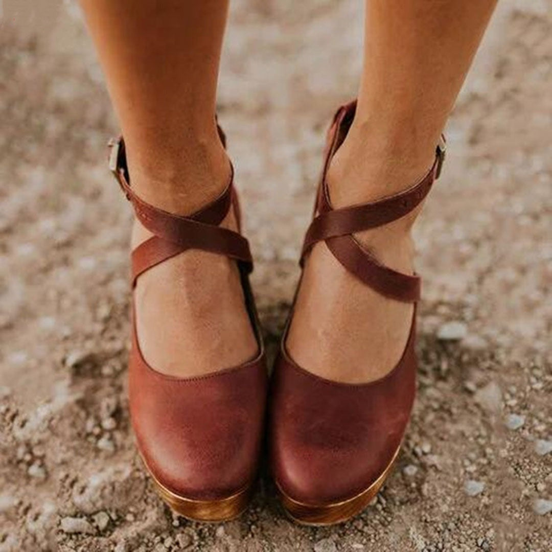 Platform Mary Jane Heels - Brown