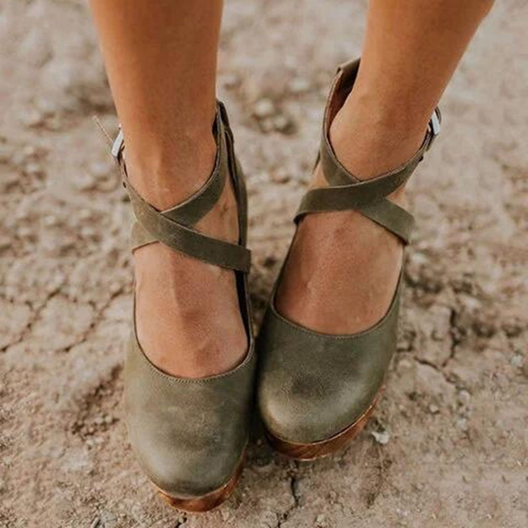 Platform Mary Jane Heels - Green