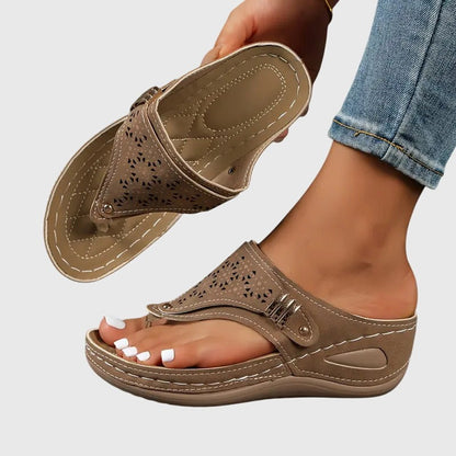 Orthopedic Wedge Sandals - Brown