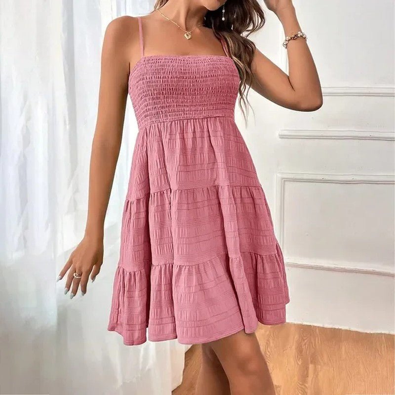 Women's Square Neck Mini Dress - Rose
