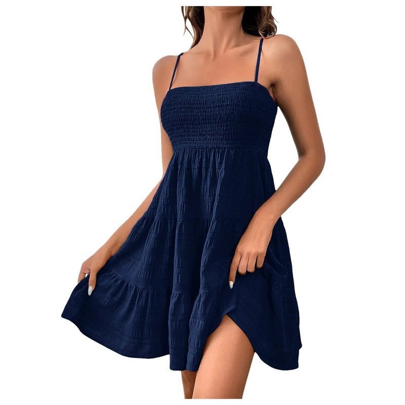 Women's Square Neck Mini Dress - Navy
