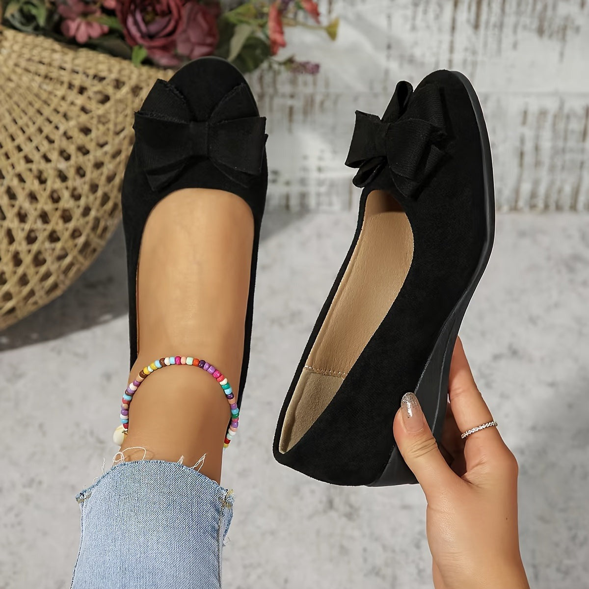 Bow Ballet Flats - Black