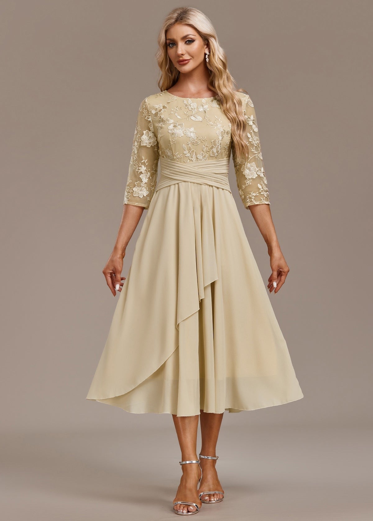 Lace Wedding Guest Midi Dress