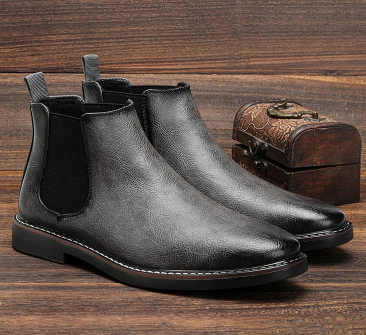 Leather Chelsea Boots - Grey