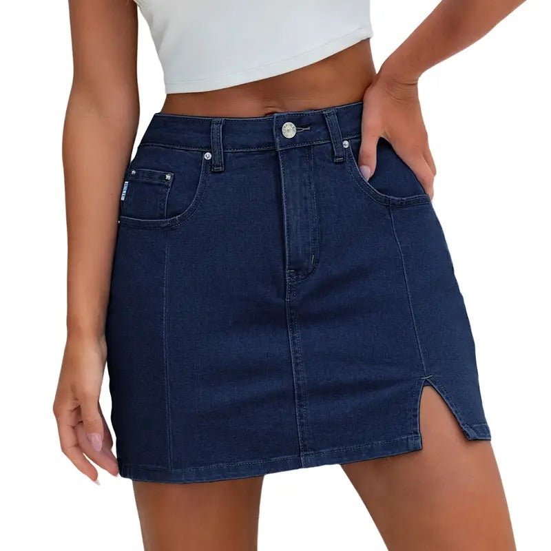 Women's High-Waisted Denim Skirt - Reef Blue