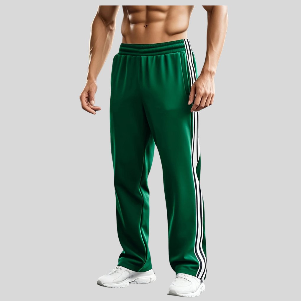 Men's Side-Stripe Track Pants - Green