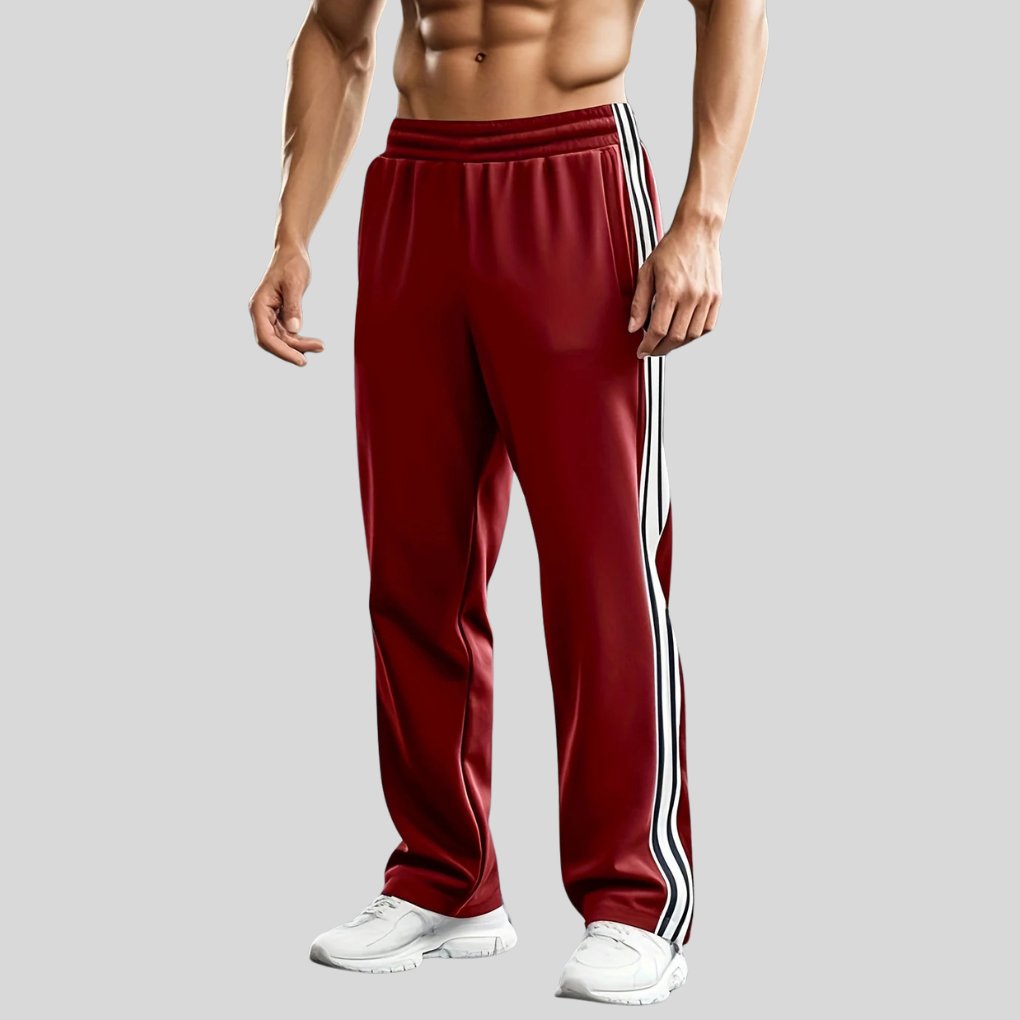 Men's Side-Stripe Track Pants - Red