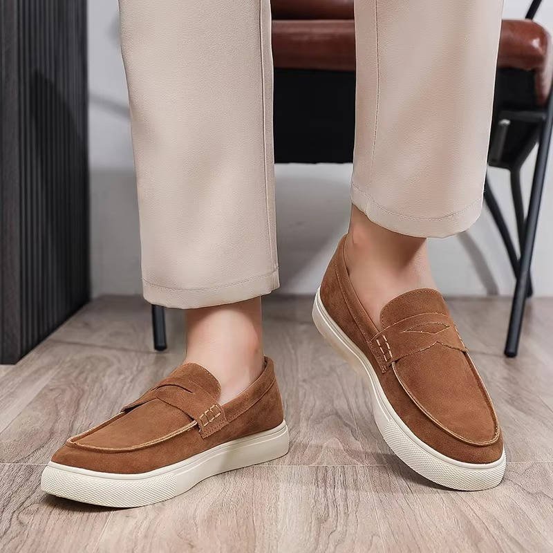 Men's Suede Slip-On Penny Loafers - Brown