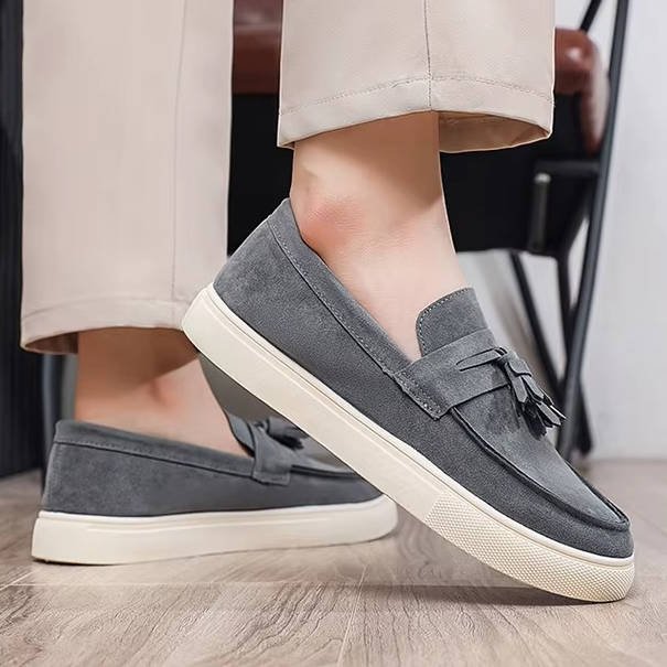 Men's Suede Slip-On Penny Loafers - Gray