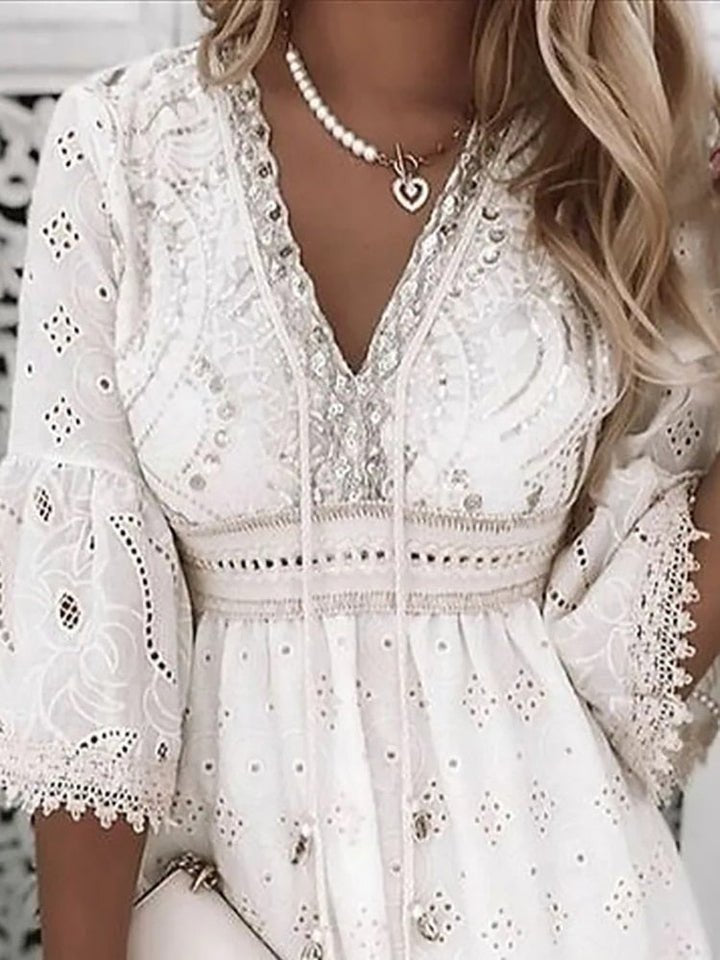 Women's Boho V-Neck Mini Dress
