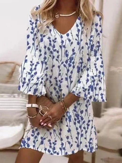 Women's Chiffon V-Neck Mini Dress - White