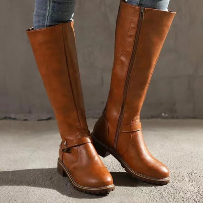 Knee High Riding Boots - Light Brown