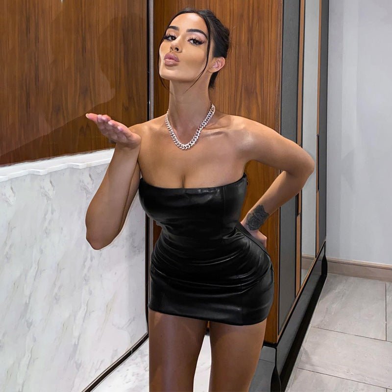 Women's Faux Leather Mini Dress