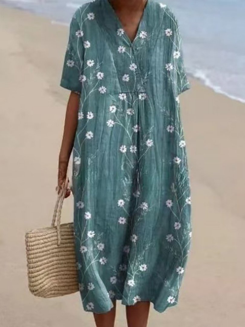 Women's Floral Beach Maxi Dress - Dots