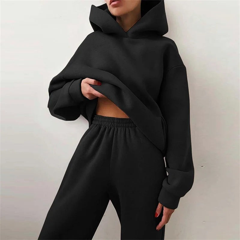 Hoodie Jogger Two Piece Set - Black