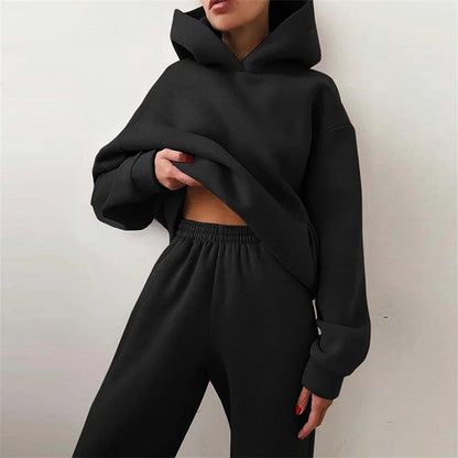 Hoodie Jogger Two Piece Set - Black