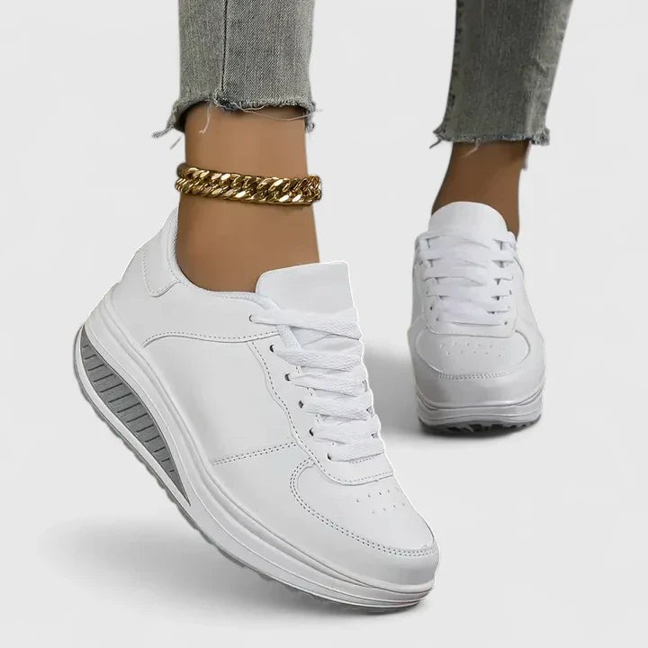 Lace Up Platform Sneakers - White