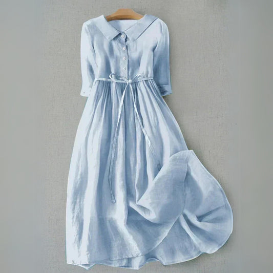 Casual A Line Shirt Dress - Sky Blue
