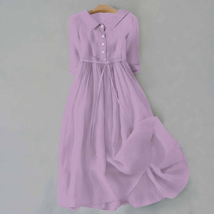 Casual A Line Shirt Dress - Purple