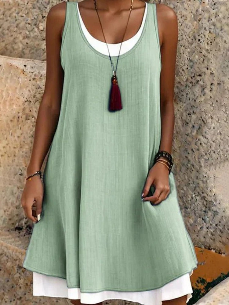 Sleeveless A Line Mini Dress - Mint green