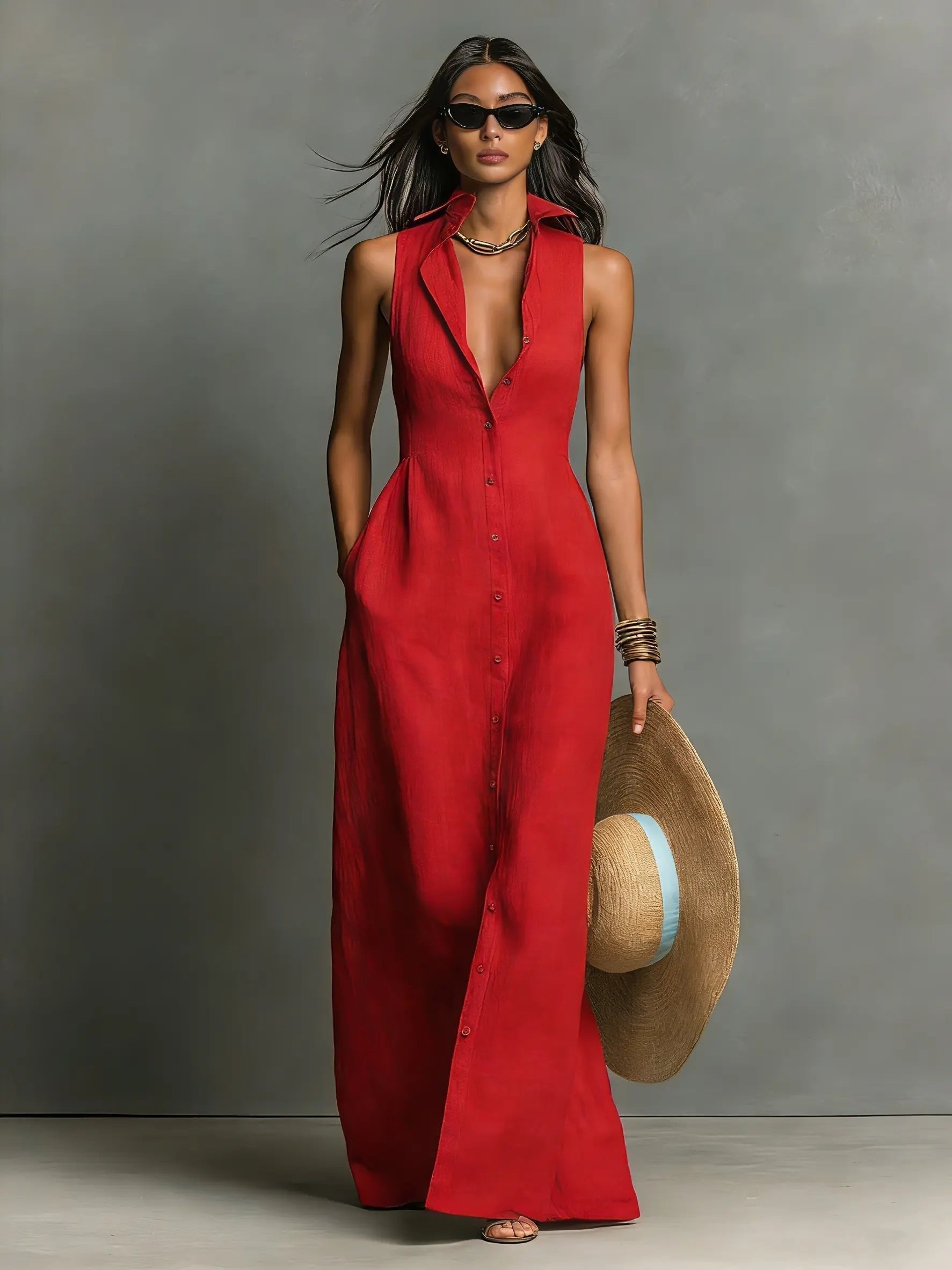 Women's Vacation Maxi Shirt Dress