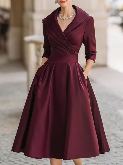 Wedding Guest Midi Dress - Burgundy