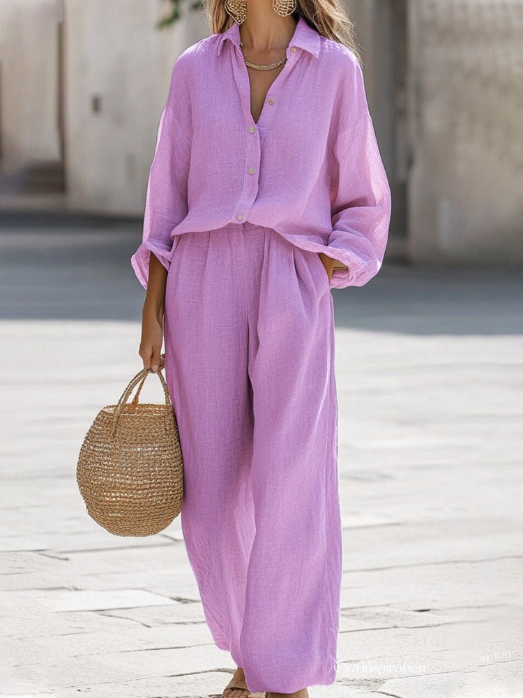 Women's Wide-Leg Two-Piece Set - Lilac
