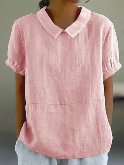 Puff Sleeve Casual Blouse - Pink