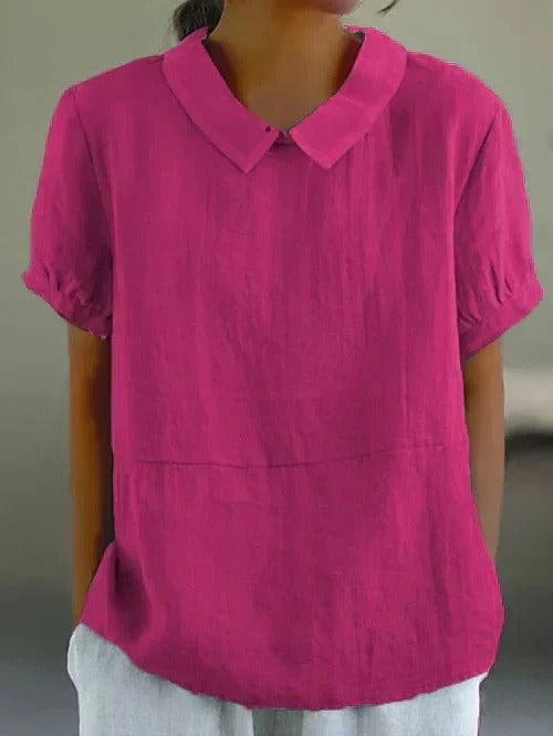 Puff Sleeve Casual Blouse - Muted Fuchsia