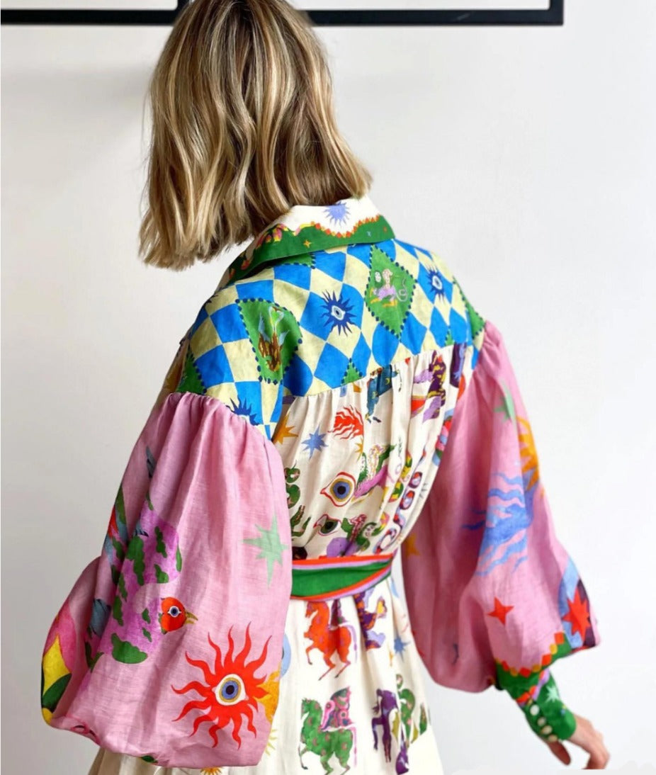 Abstract Print Shirt Dress