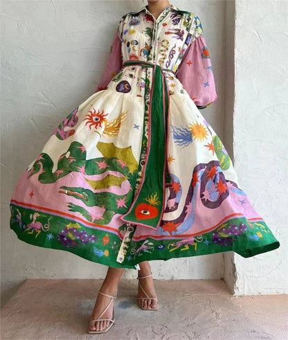 Abstract Print Shirt Dress
