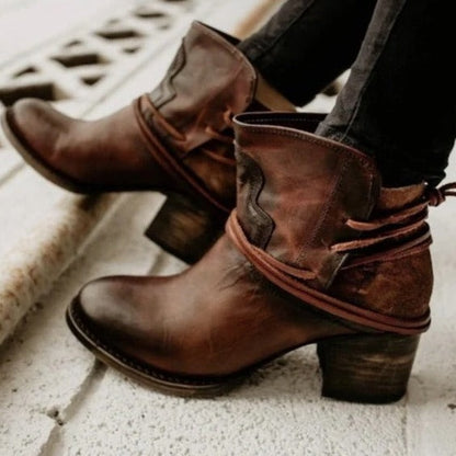 Western Ankle Boots - Brown