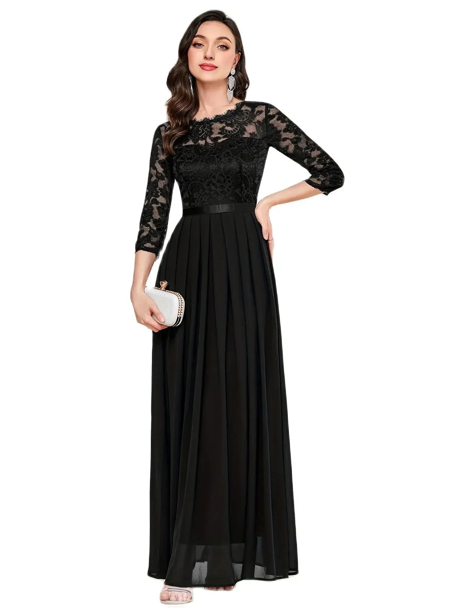 Women's Floral Lace Maxi Dress