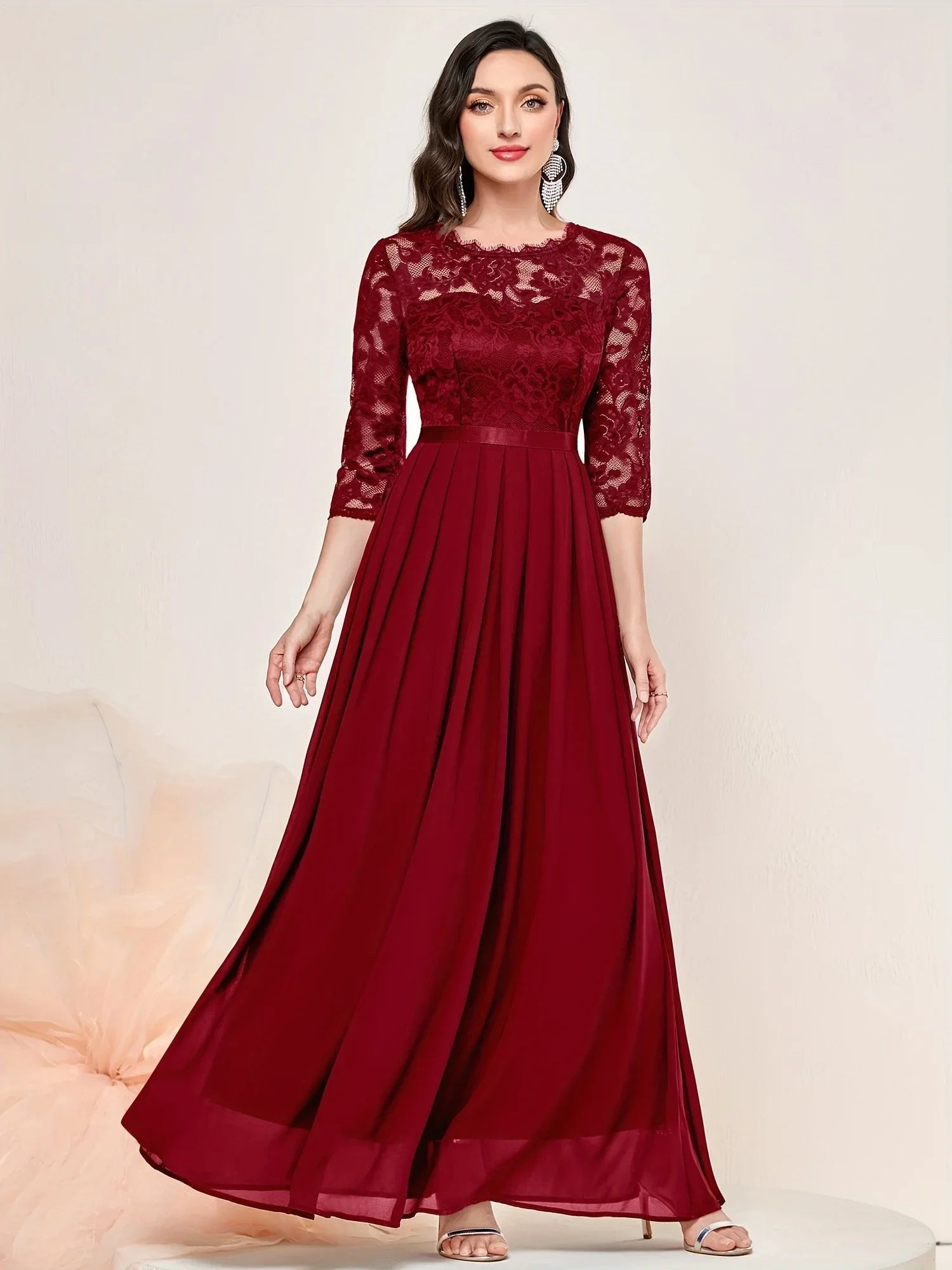 Women's Floral Lace Maxi Dress