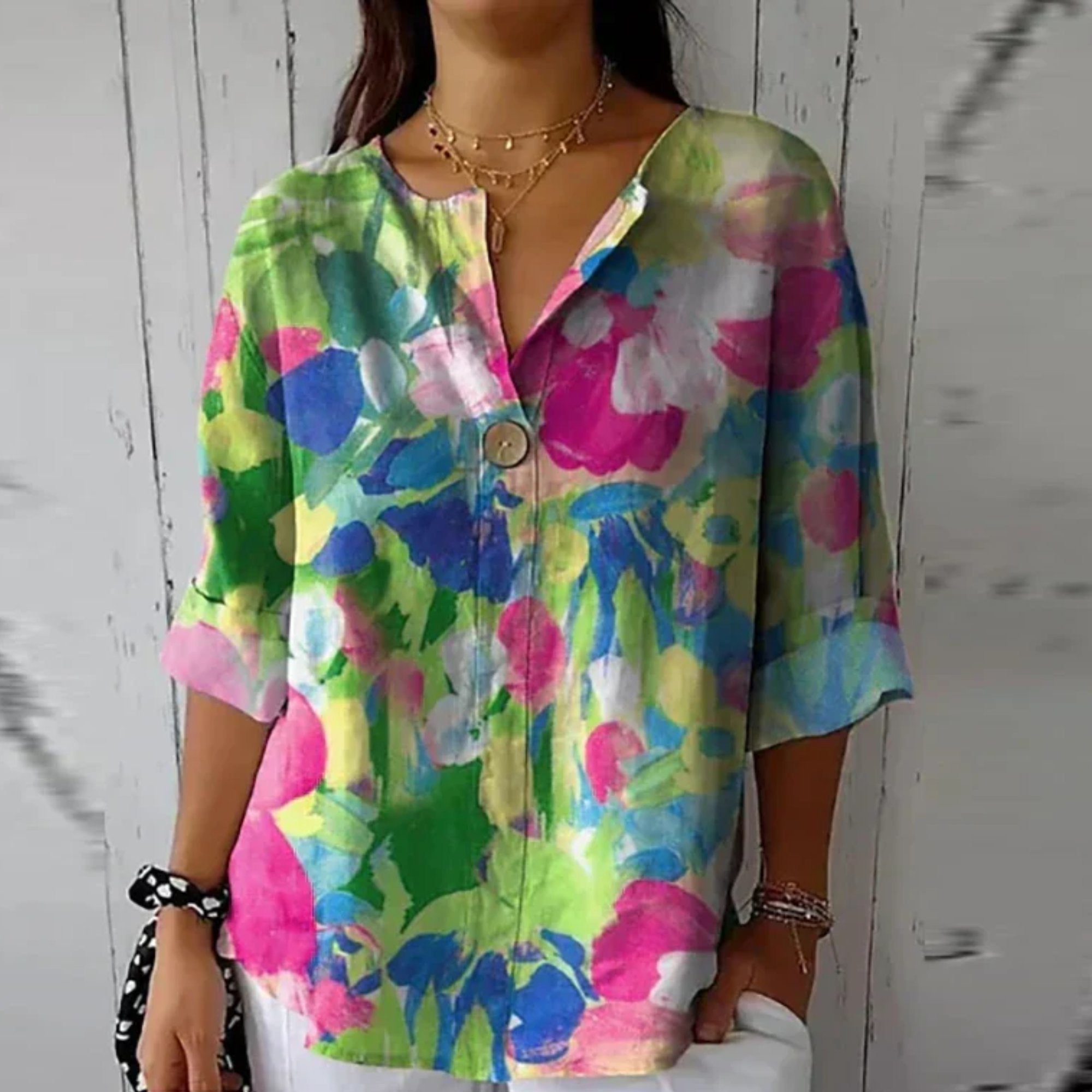 Women's Floral V-Neck Tunic