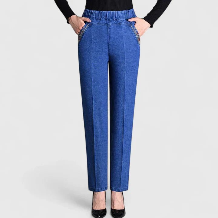 Women's High-Waisted Slim Jeans - Light Blue (Normal Thickness)
