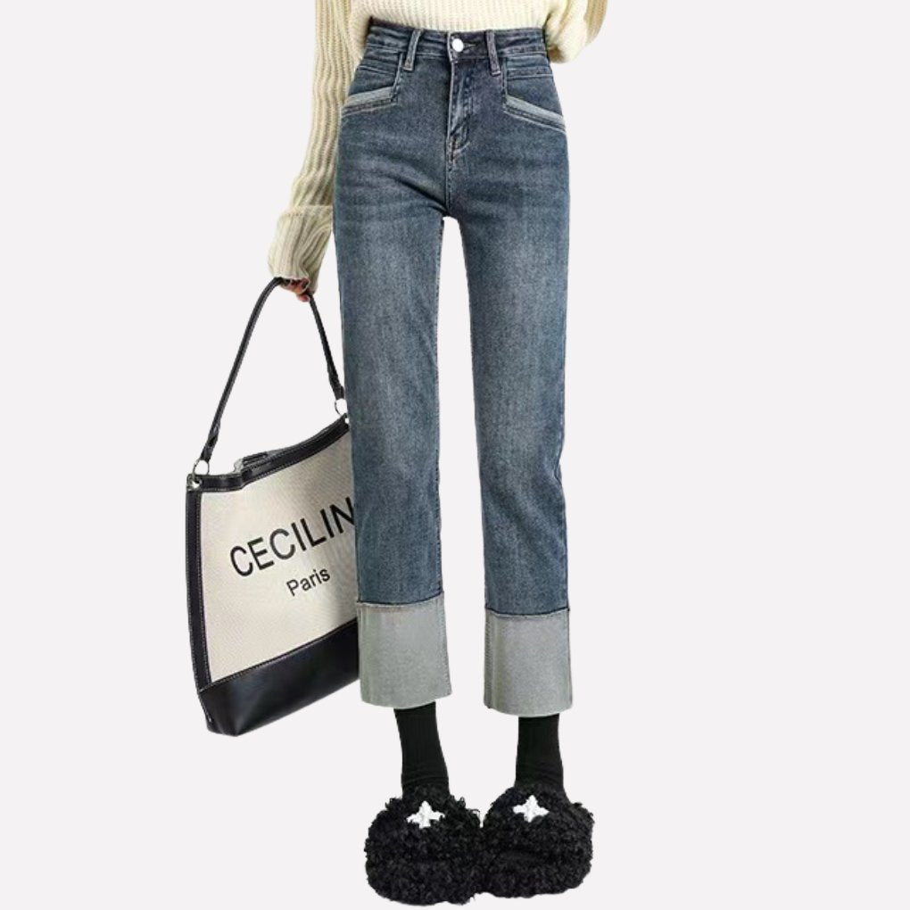 Women's High-Waisted Wide-Leg Jeans - Faded Light Blue