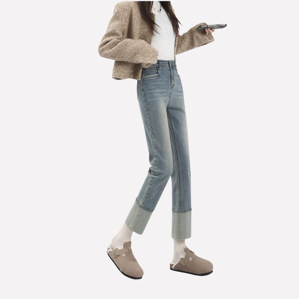 Women's High-Waisted Wide-Leg Jeans - Light Blue Denim